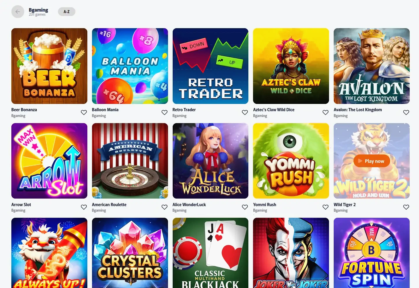 Pinco Online Casino Spielübersicht
